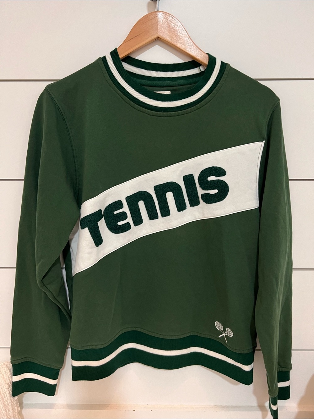 Ellsworth & Ivey Green Tennis Prep Sweatshirt XS Athleisure Casual 100% Cotton